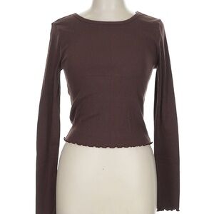 Aeropostale Brown Long Sleeve Seriously Soft Shrunken Tee
